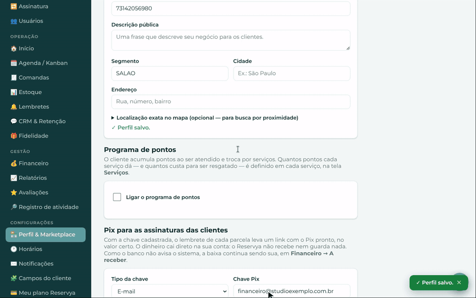 Conectar a conta do Mercado Pago no Perfil